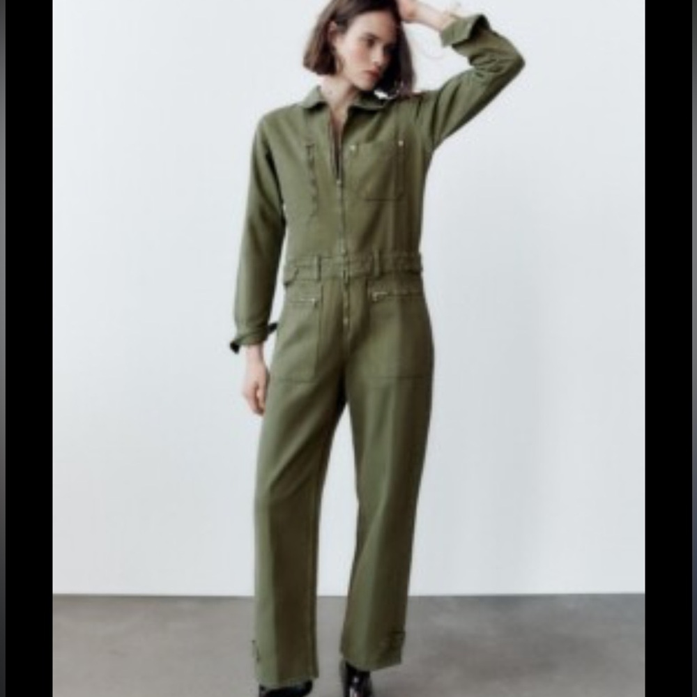 ZARA Premium Denim The Worker Overall Utility Coverall Jumpsuit
